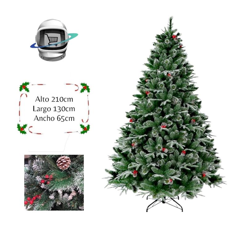 BIGBAMSPACE - Arbol de Navidad 210cm Nevado Berries Piña