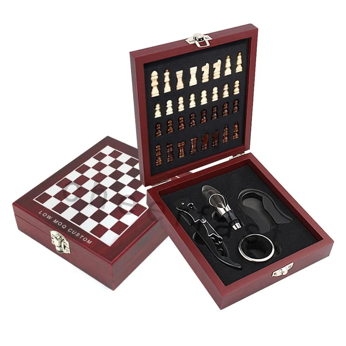 GENERICO - Set Juego De Ajedrez + 5 Accesorios De Vino Sacacorcho Y Más