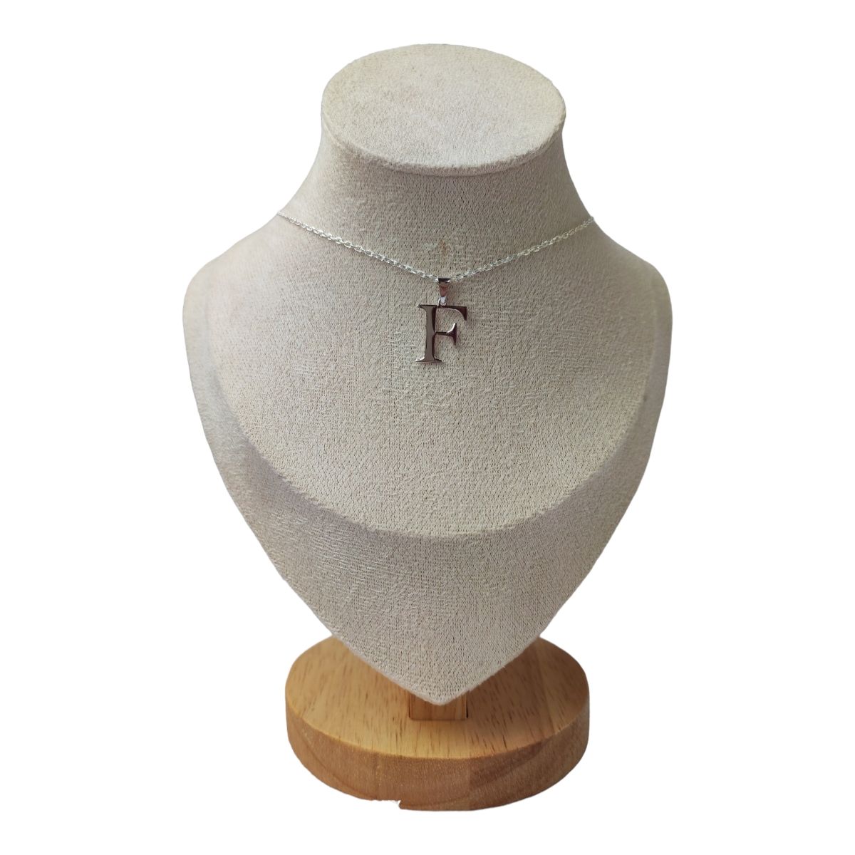 GENERICO - Cadena con colgante letra F clásica de plata 925