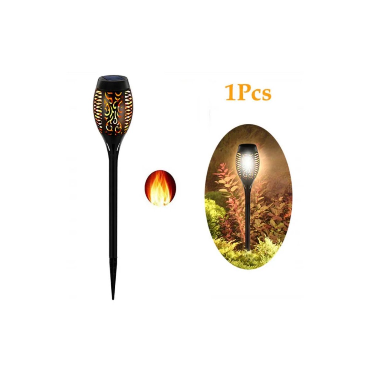 GENERICO - Lámpara Antorcha Led Solar Tipo Flama - Estaca De Jardín