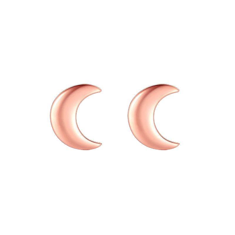 GENERICO - Aros Luna para niña o mujer, plata 925 y oro rosado - Azul Zafira