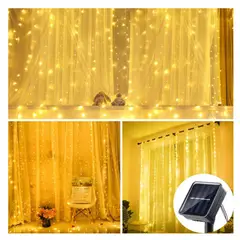 GENERICO - Cortina Solar Luces Hadas 3x2 Luz Cálida Exterior