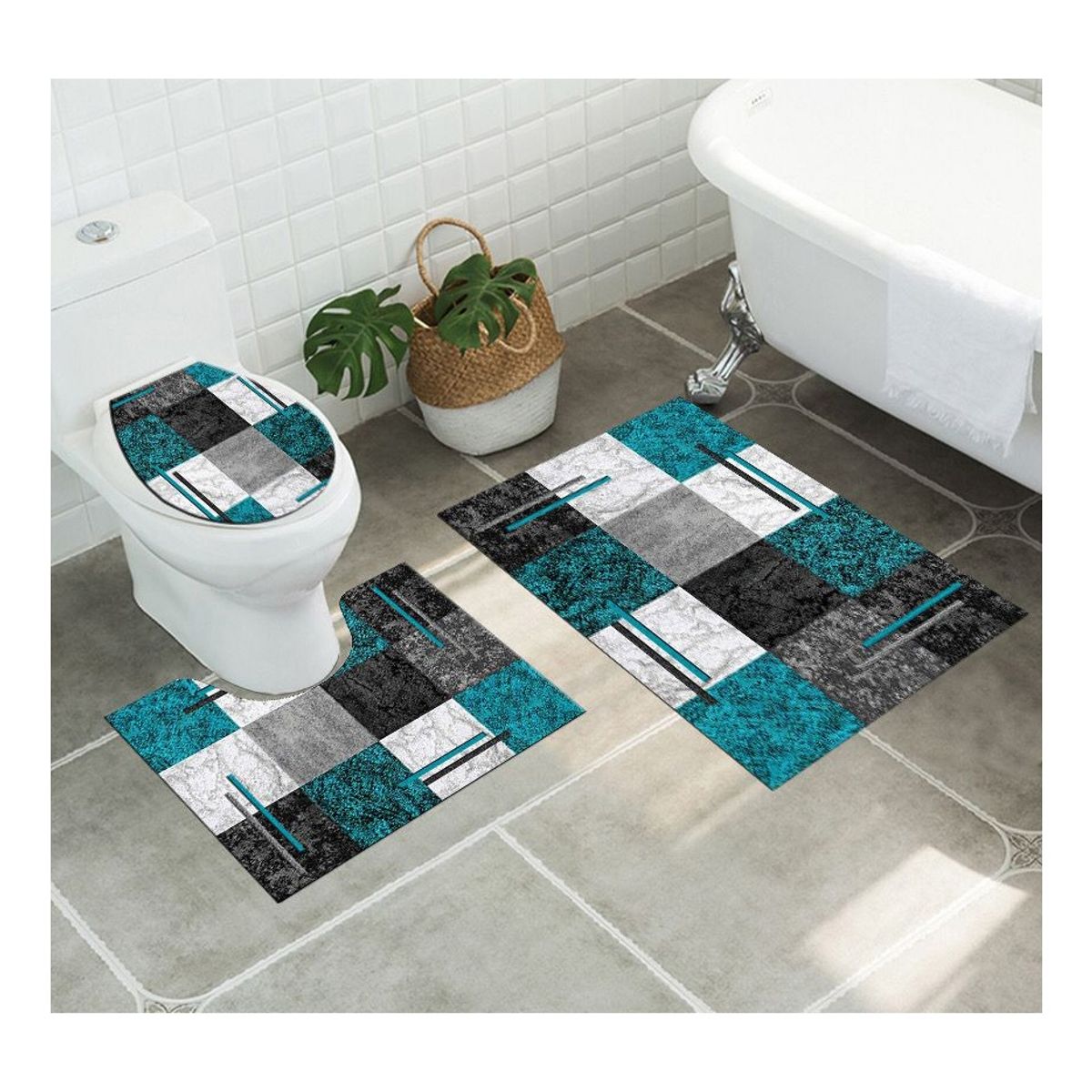 GENERICO - Juego De Alfombras De Baño Set De 3 Pcs Antideslizante