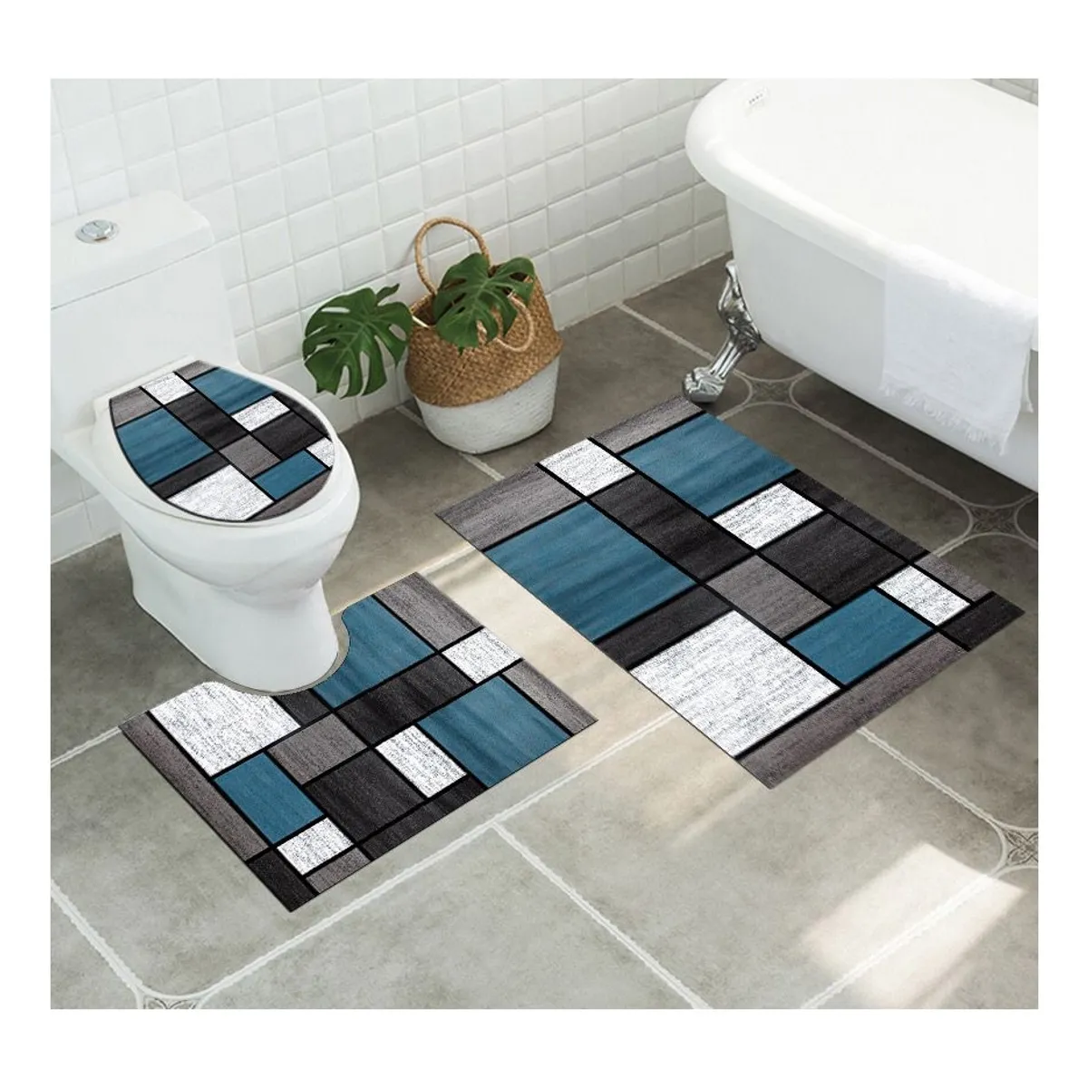 GENERICO - Juego De Alfombras De Baño Set De 3 Pcs Antideslizante