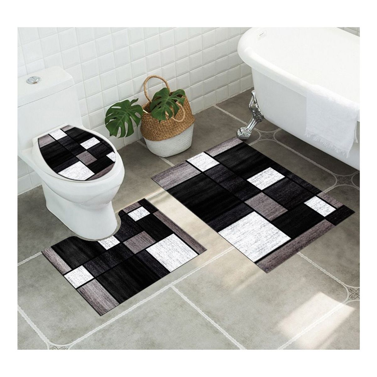 GENERICO - Juego De Alfombras De Baño Set De 3 Pcs Antideslizante