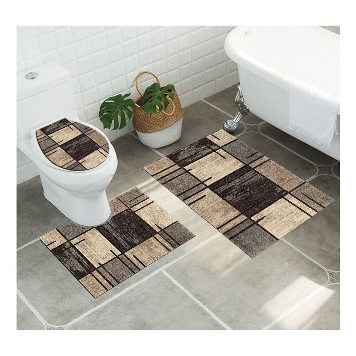 GENERICO - Juego De Alfombras De Baño Set De 3 Pcs Antideslizante