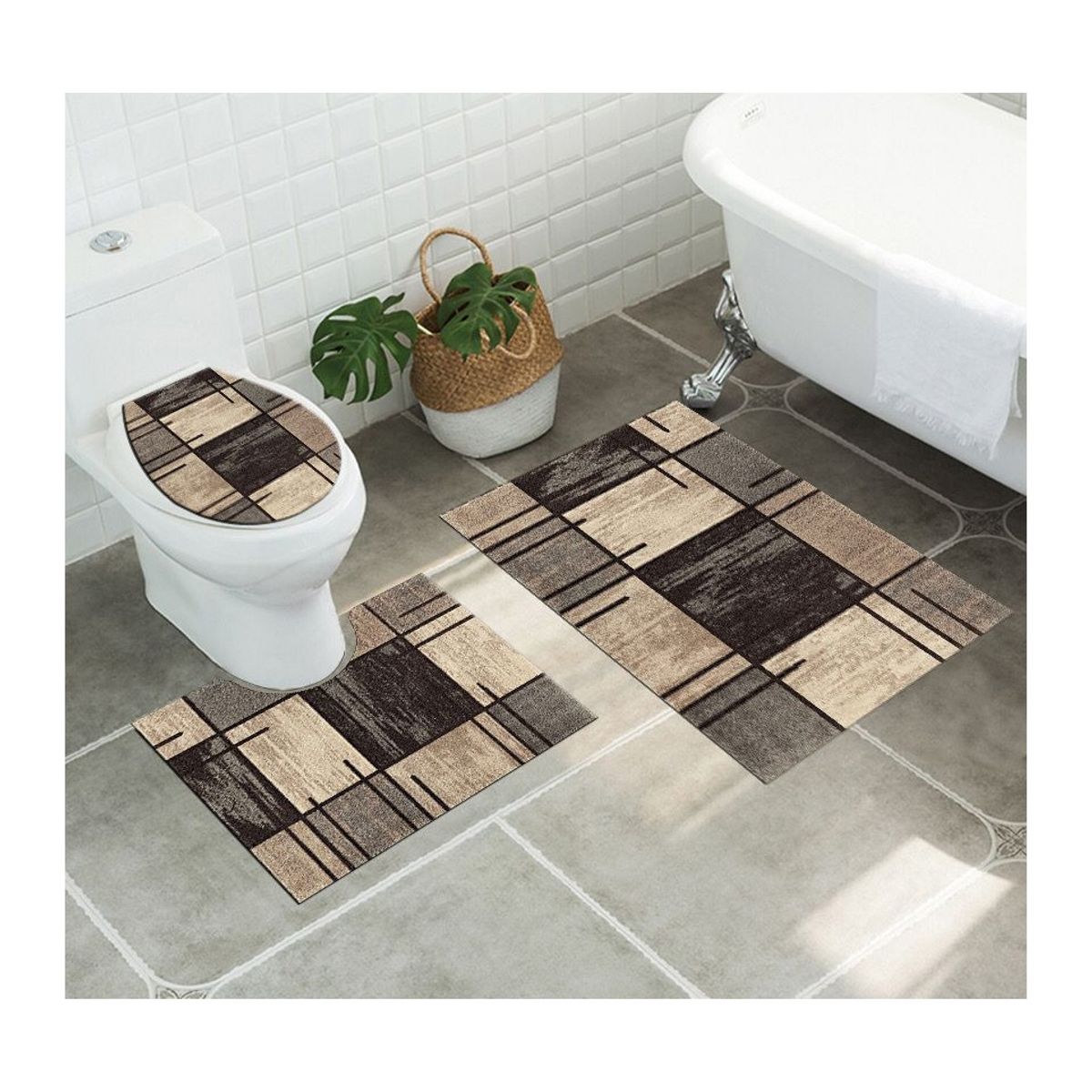 GENERICO - Juego De Alfombras De Baño Set De 3 Pcs Antideslizante