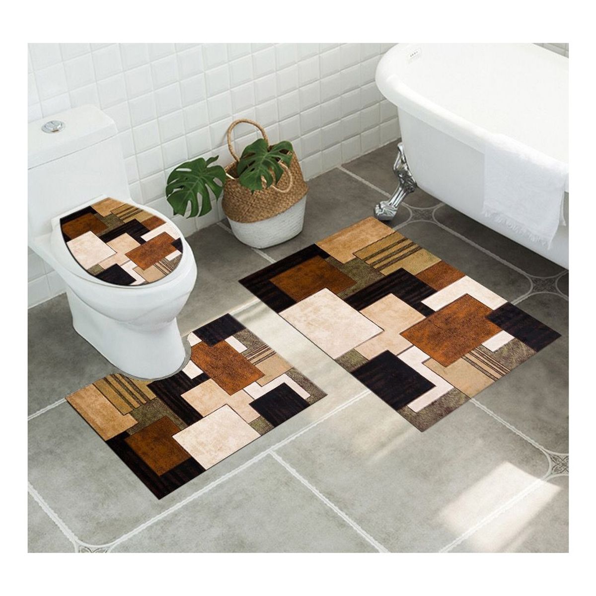 GENERICO - Juego De Alfombras De Baño Set De 3 Pcs Antideslizante
