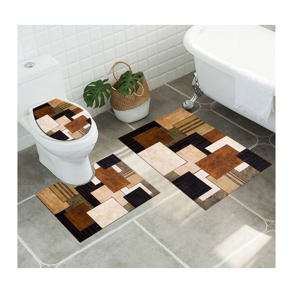 GENERICO - Juego De Alfombras De Baño Set De 3 Pcs Antideslizante
