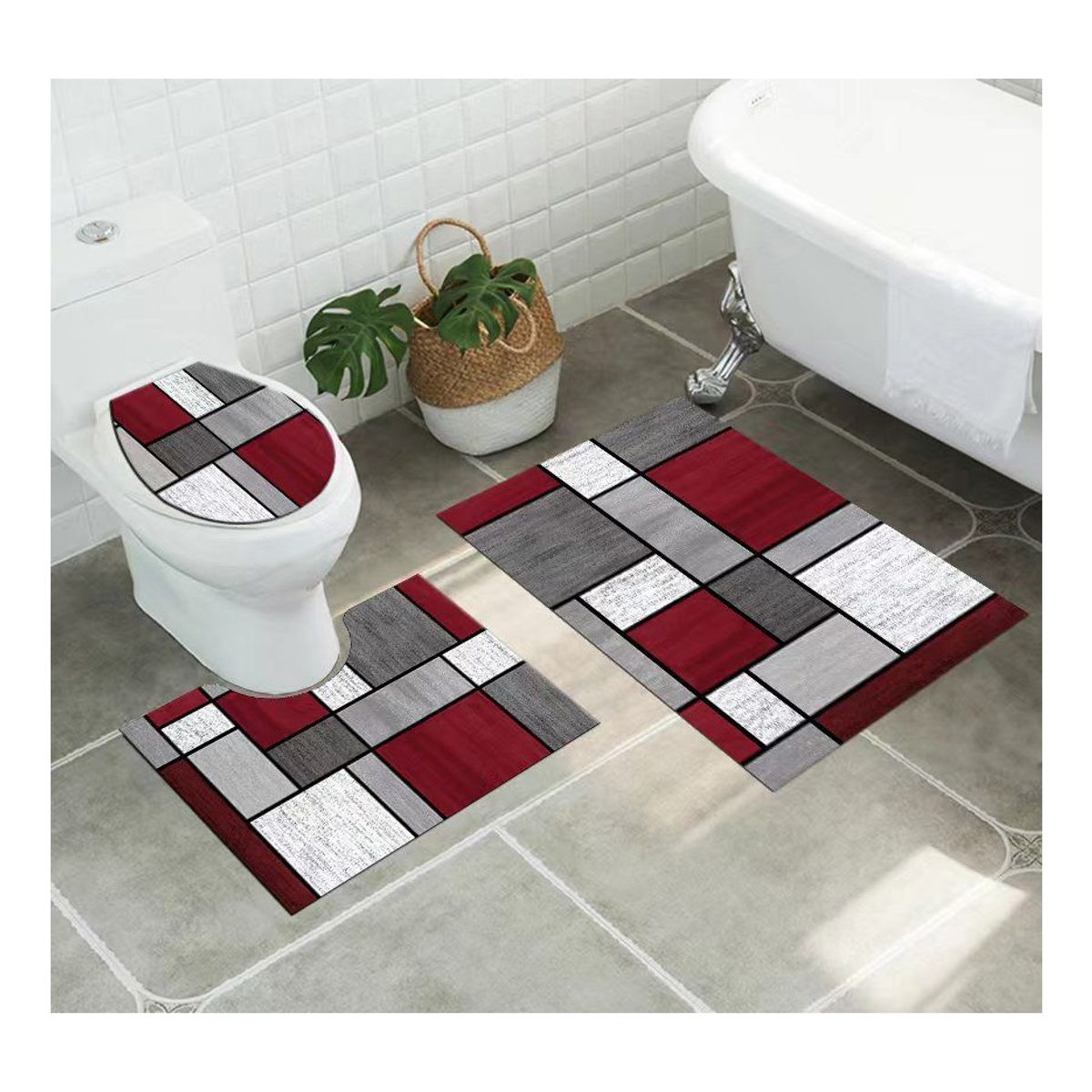 GENERICO - Juego De Alfombras De Baño Set De 3 Pcs Antideslizante