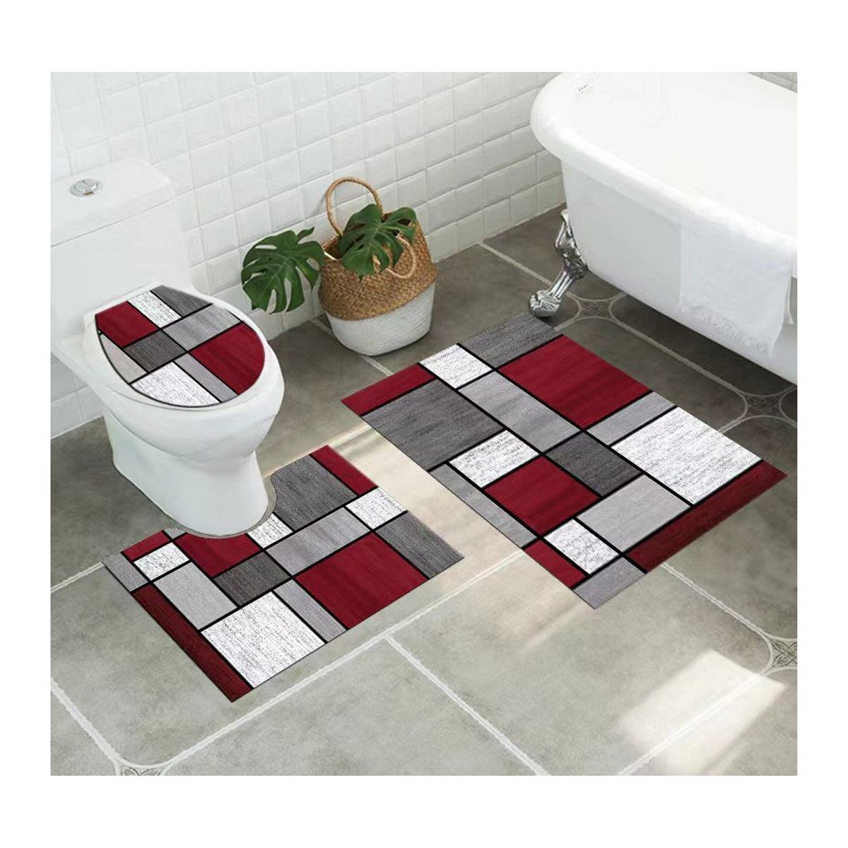 GENERICO - Juego De Alfombras De Baño Set De 3 Pcs Antideslizante