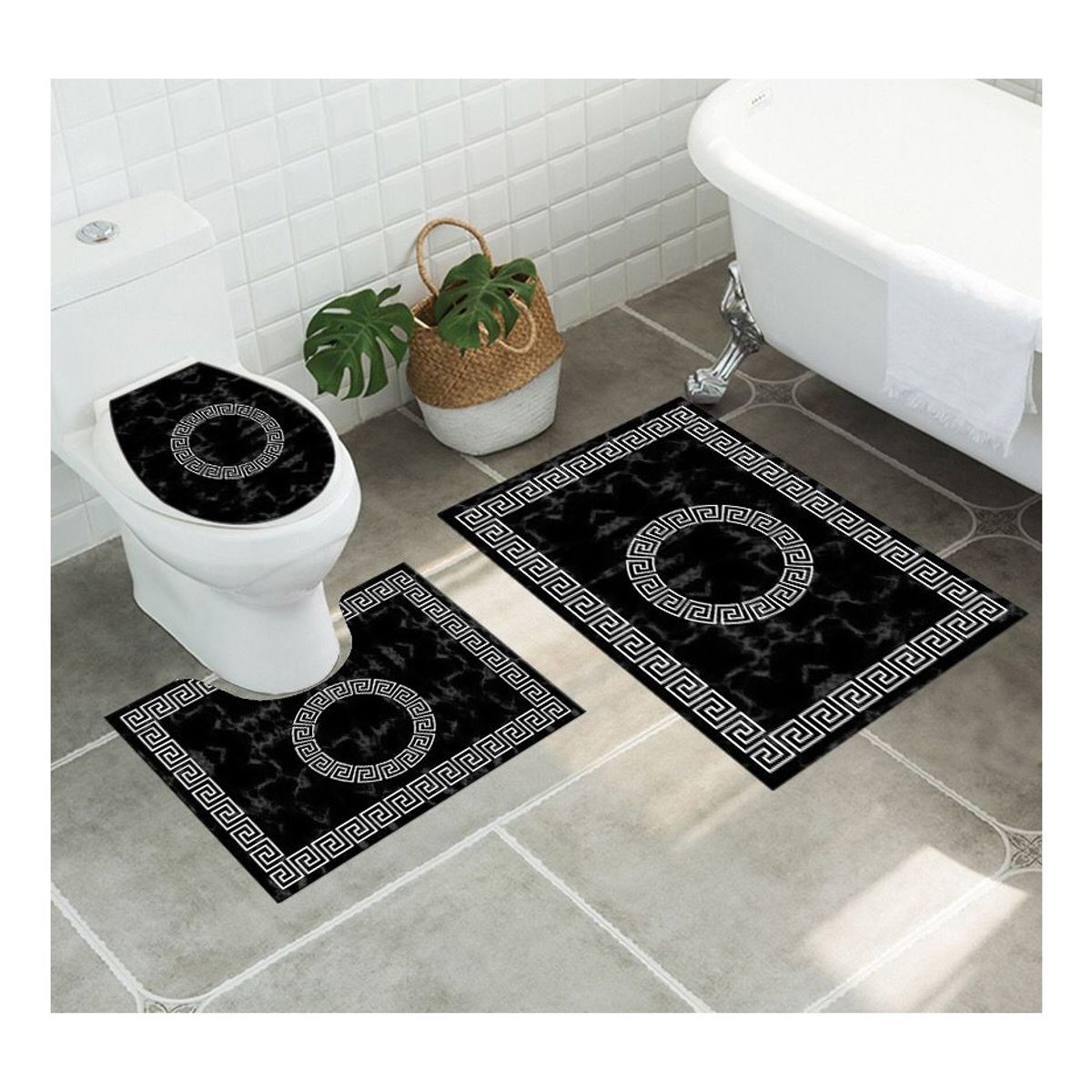 GENERICO - Juego De Alfombras De Baño Set De 3 Pcs Antideslizante
