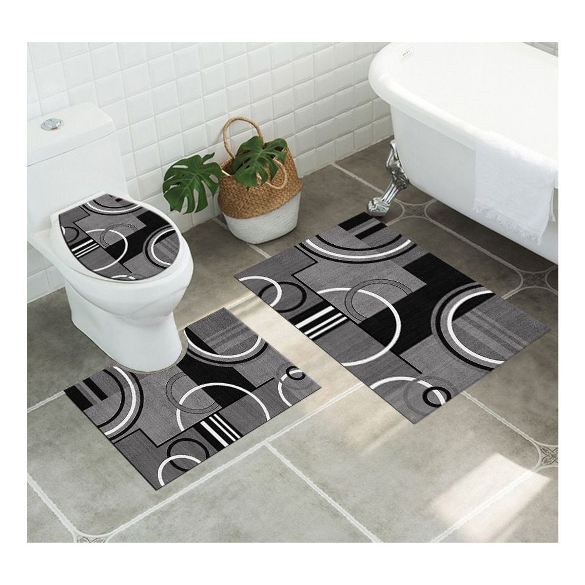 GENERICO - Juego De Alfombras De Baño Set De 3 Pcs Antideslizante