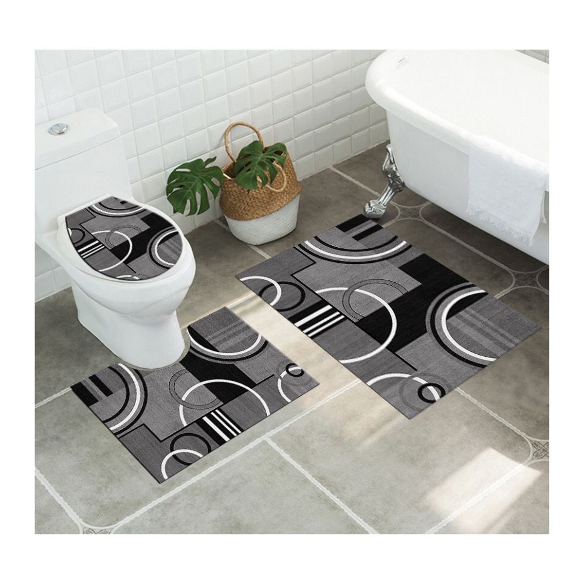 GENERICO - Juego De Alfombras De Baño Set De 3 Pcs Antideslizante