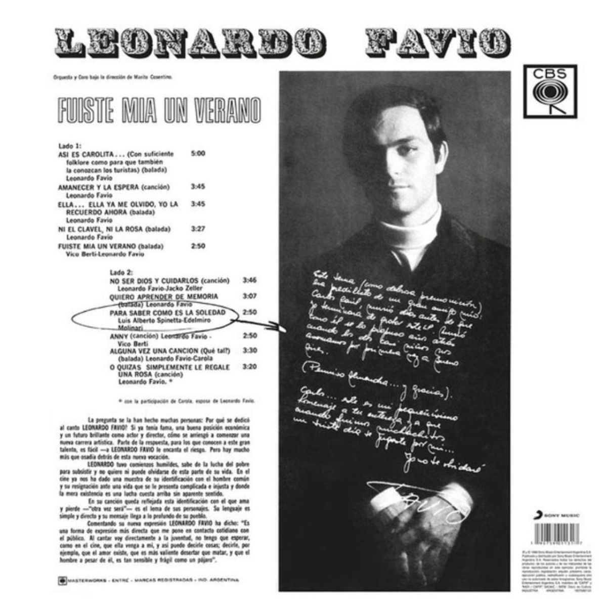 HITWAY MUSIC - LEONARDO FAVIO - FUISTE MIA UN VERANO - VINILO HITWAY MUSIC