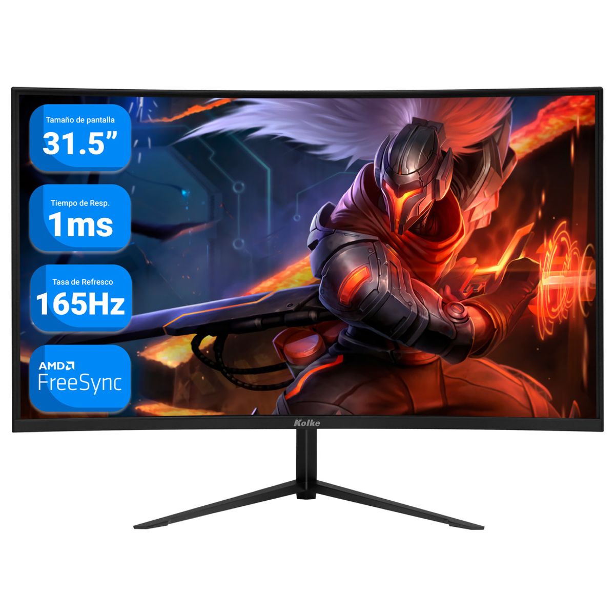 KOLKE - Monitor Gamer Curvo Kolke 31.5" Full HD 165Hz 1ms Freesync