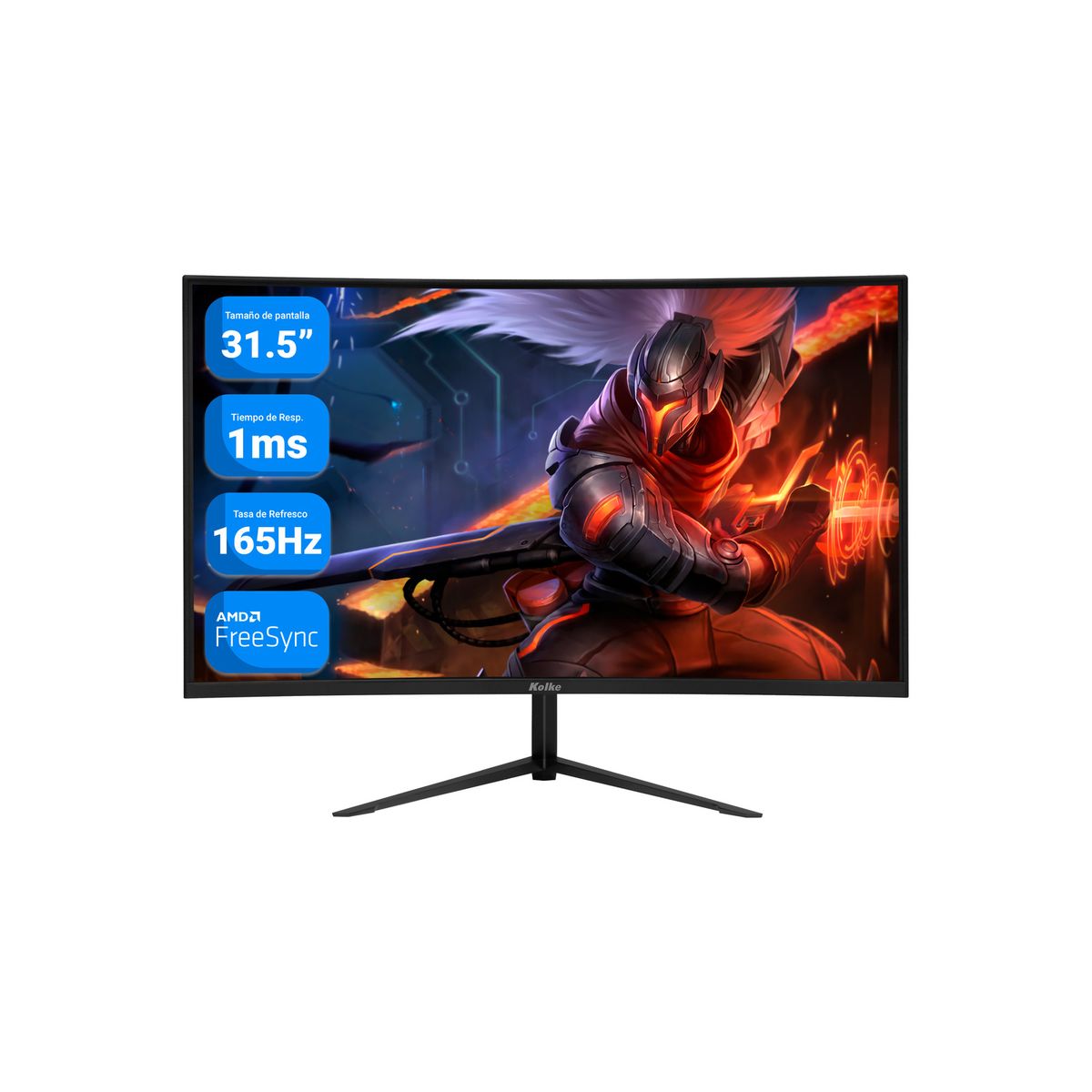 KOLKE - Monitor Gamer Curvo Kolke 31.5" Full HD 165Hz 1ms Freesync