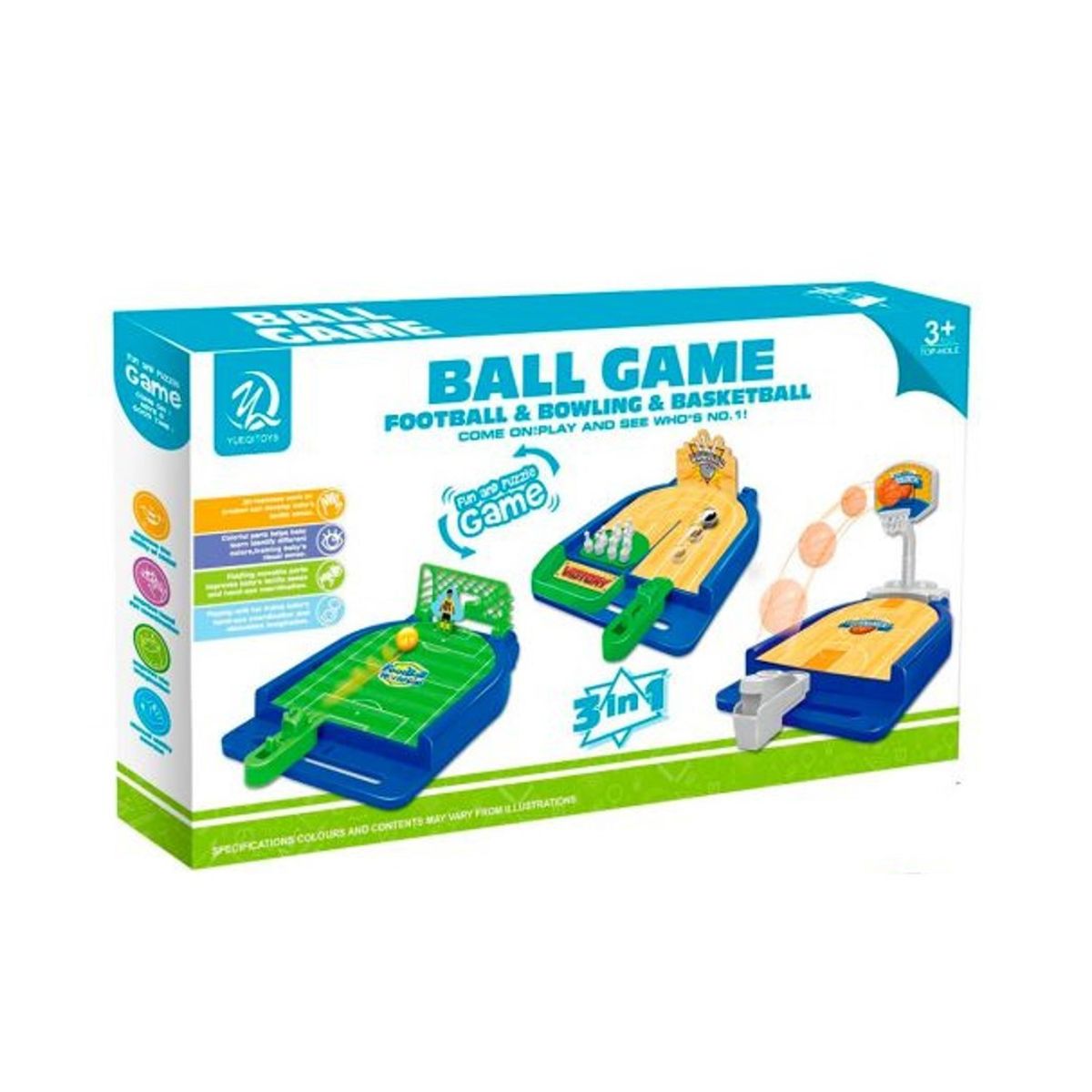 GENERICO - Juego De Mesa 3 en 1 Futbol Basquet Bowling Familiar