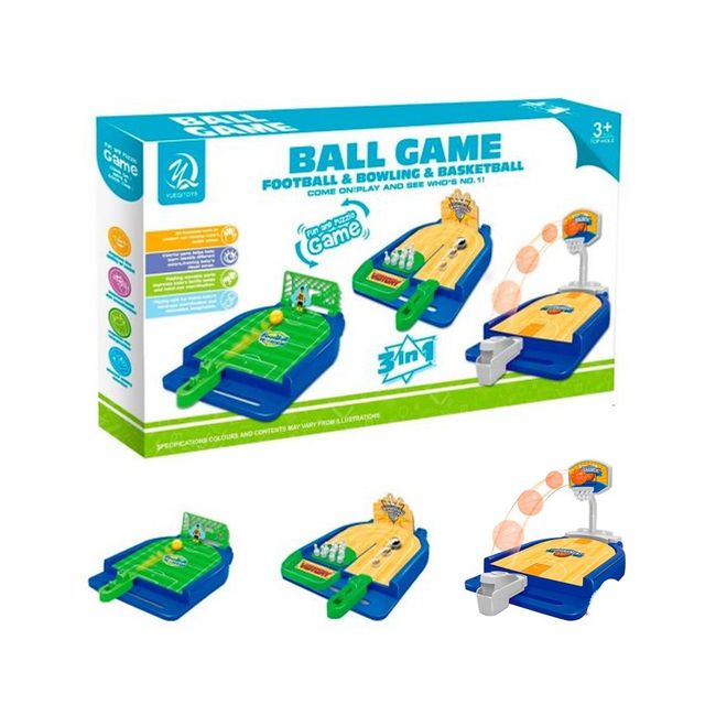 GENERICO - Juego De Mesa 3 en 1 Futbol Basquet Bowling Familiar