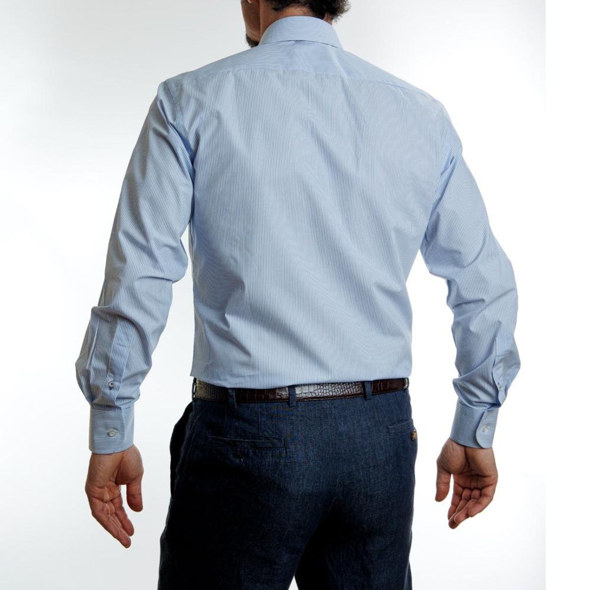 VANDINE - Camisa Etiqueta Negra Listada azul medio Slim V24-1 VANDINE