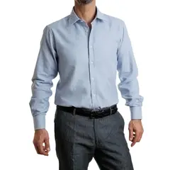VANDINE - Camisa Etiqueta Negra Texturada azul Slim V24-1