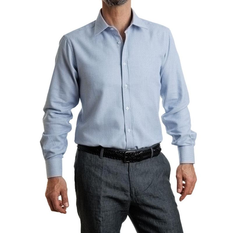 VANDINE - Camisa Etiqueta Negra Texturada azul Slim V24-1 VANDINE