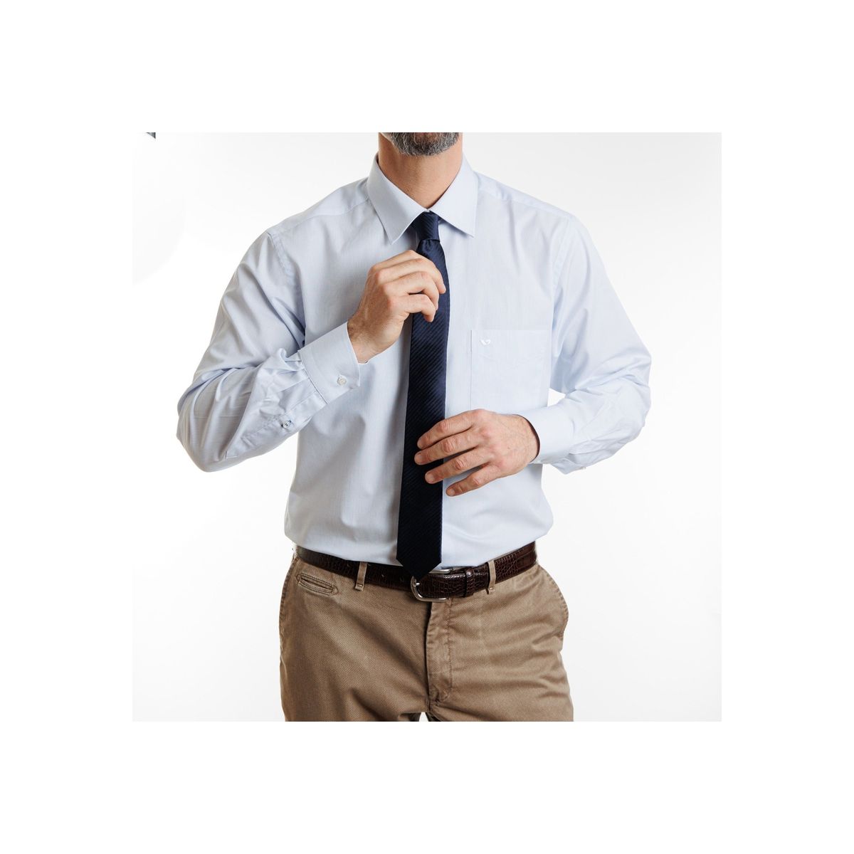 VANDINE - Camisa Etiqueta Negra Listada celeste Regular V24-1 VANDINE