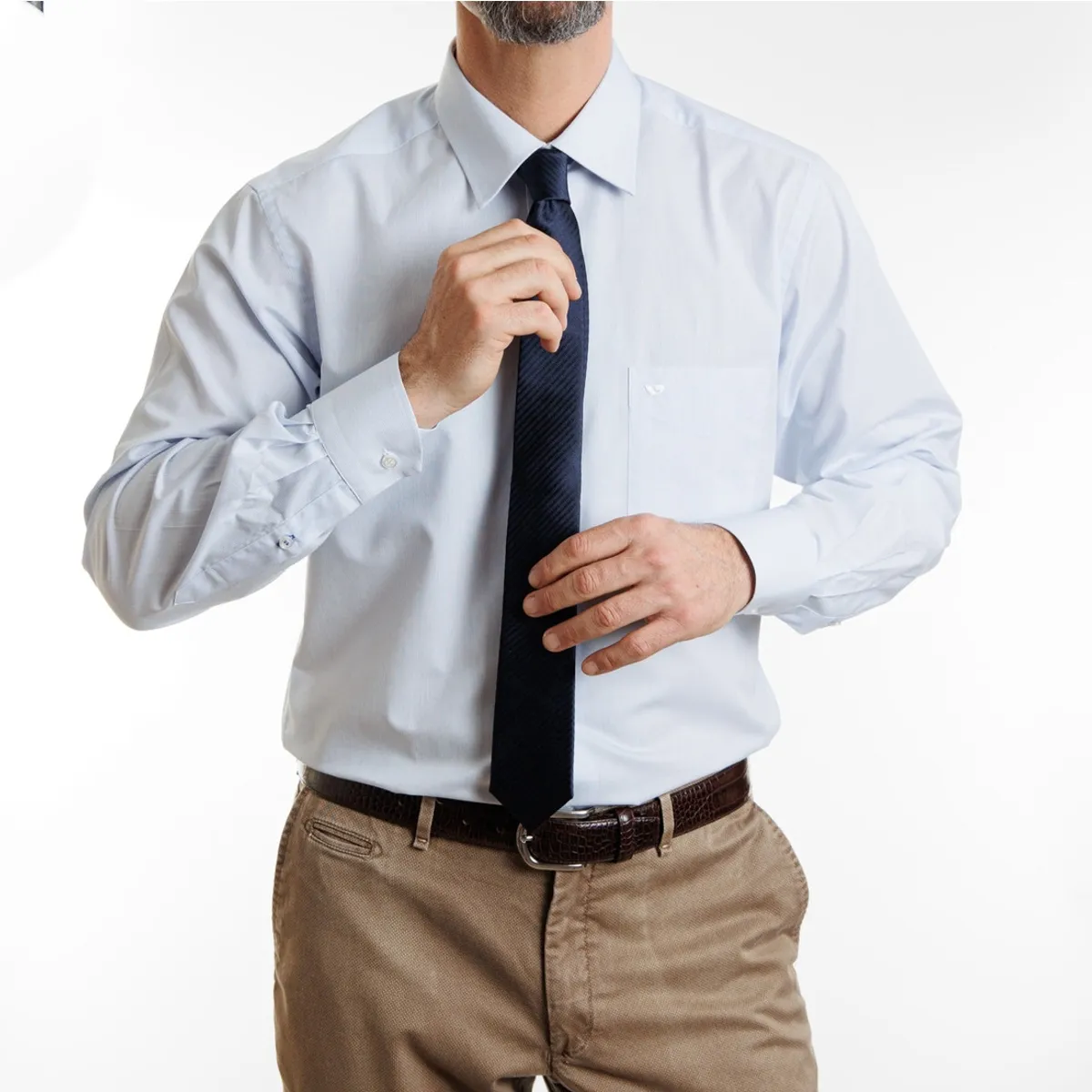 VANDINE - Camisa Etiqueta Negra Listada celeste Regular V24-1 VANDINE