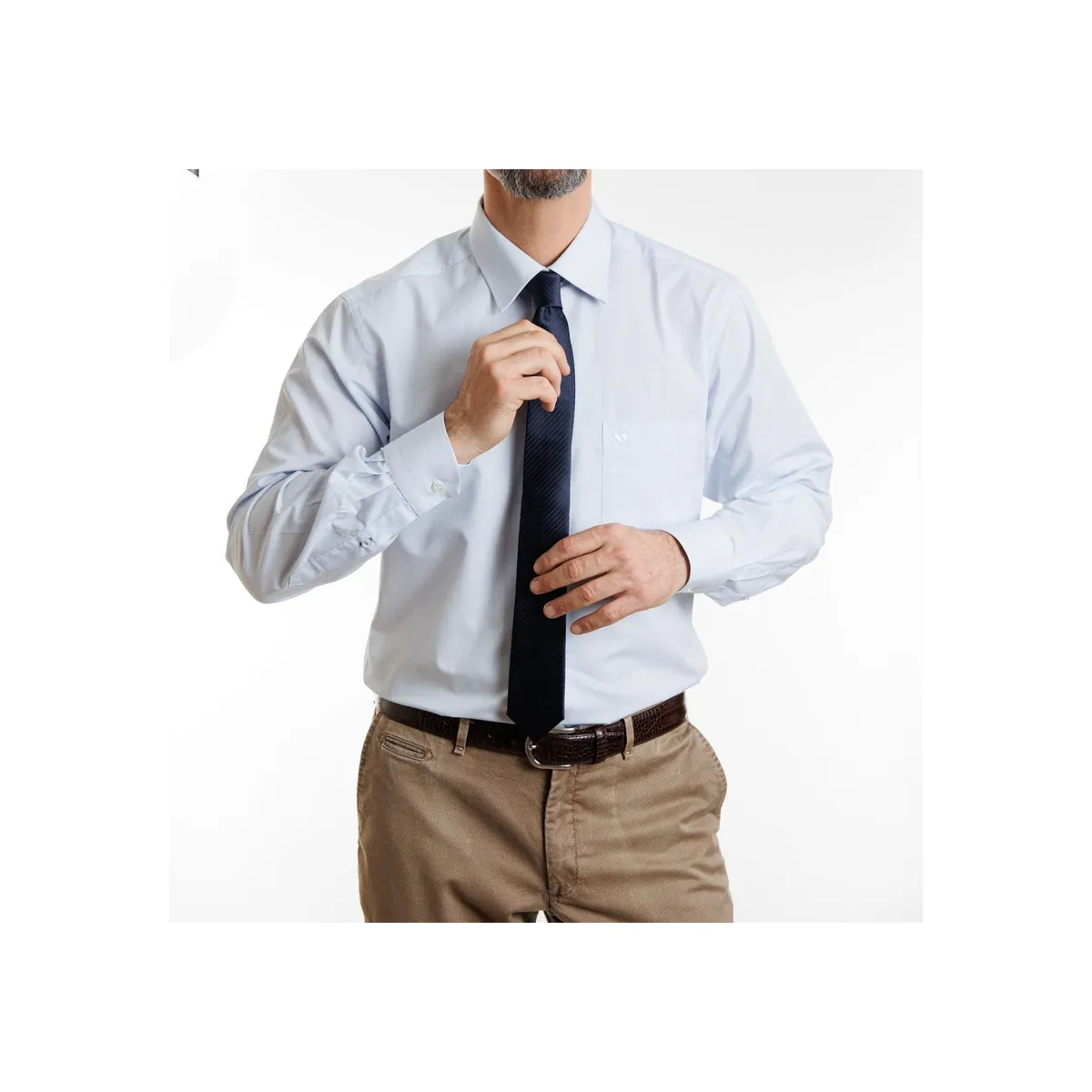 VANDINE - Camisa Etiqueta Negra Listada celeste Regular V24-1 VANDINE