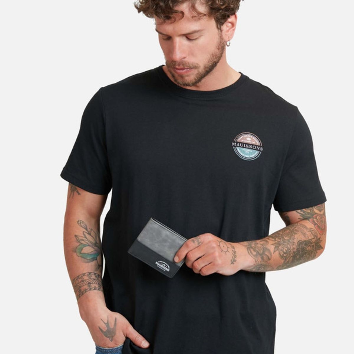 MAUI AND SONS - Pack Polera Billetera Negro 5AV1762 Hombre Maui and sons