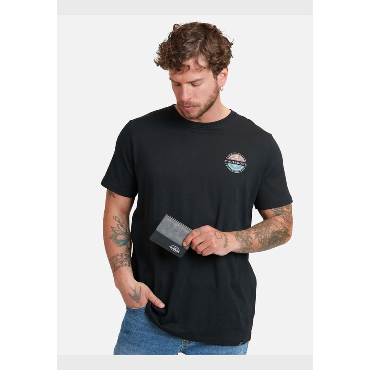 MAUI AND SONS - Pack Polera Billetera Negro 5AV1762 Hombre Maui and sons