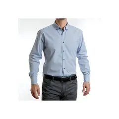 VANDINE - Camisa Etiqueta Negra listada azul-celeste Buttondown Slim V24-1