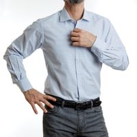 Camisa Etiqueta Negra con textura y mini cuadros celestes Slim V24-1