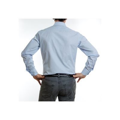 Imagen 2 del producto Camisa Etiqueta Negra con textura y mini cuadros celestes Slim V24-1