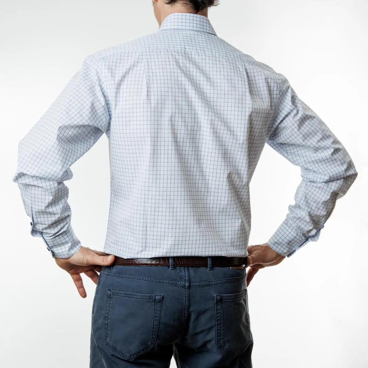 VANDINE - Camisa Etiqueta Negra a cuadros azul-celeste Buttondown Regular V24-1 VANDINE