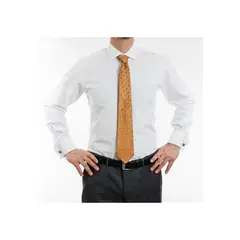 VANDINE - Camisa Etiqueta Negra Texturada blanca Slim con puño para colleras V24-1
