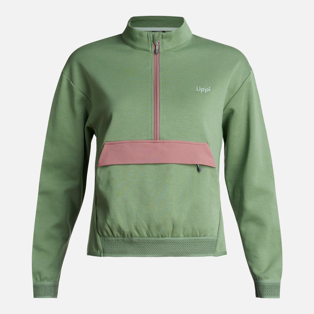LIPPI - Poleron Mujer  DownStreet 1/4 Zip Sweatshirt Verde Claro Lippi