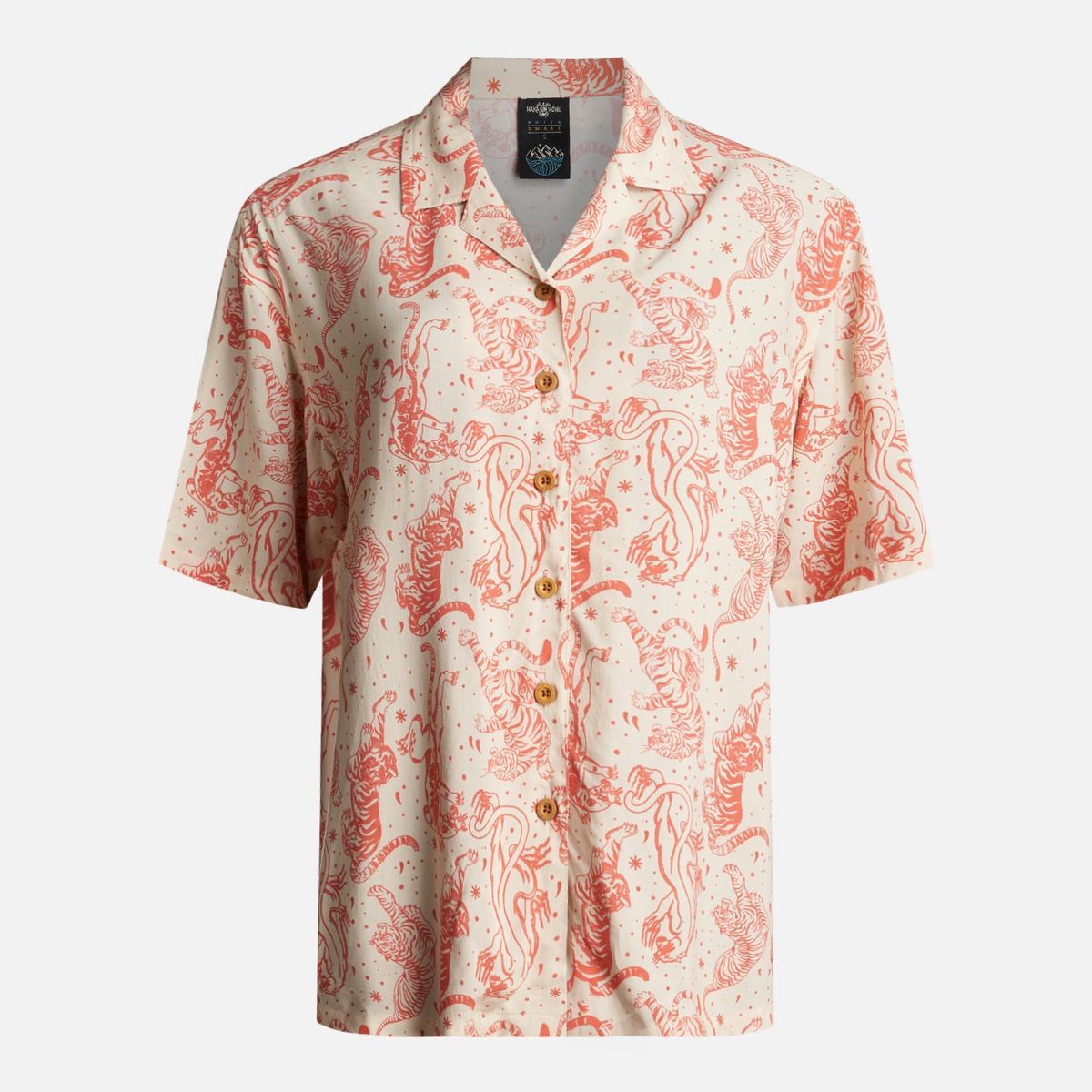 HAKA HONU - Camisa Mujer Cola de Tigre Print Beige Haka Honu