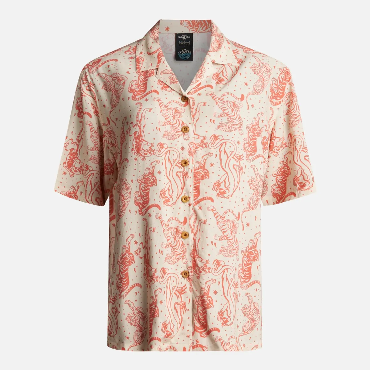 HAKA HONU - Camisa Mujer Cola de Tigre Print Beige Haka Honu