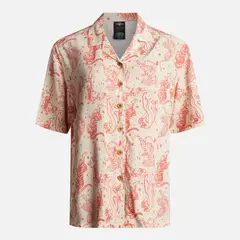 HAKA HONU - Camisa Mujer Cola de Tigre Print Beige