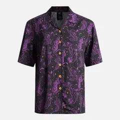 HAKA HONU - Camisa Mujer Cola de Tigre Print Negro
