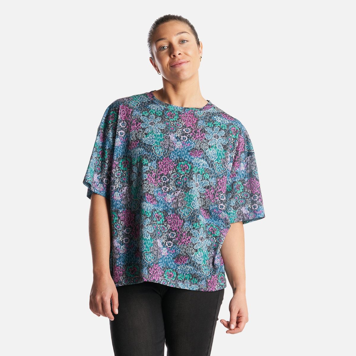 HAKA HONU - Polera Mujer Coralisima Print Turquesa Haka Honu
