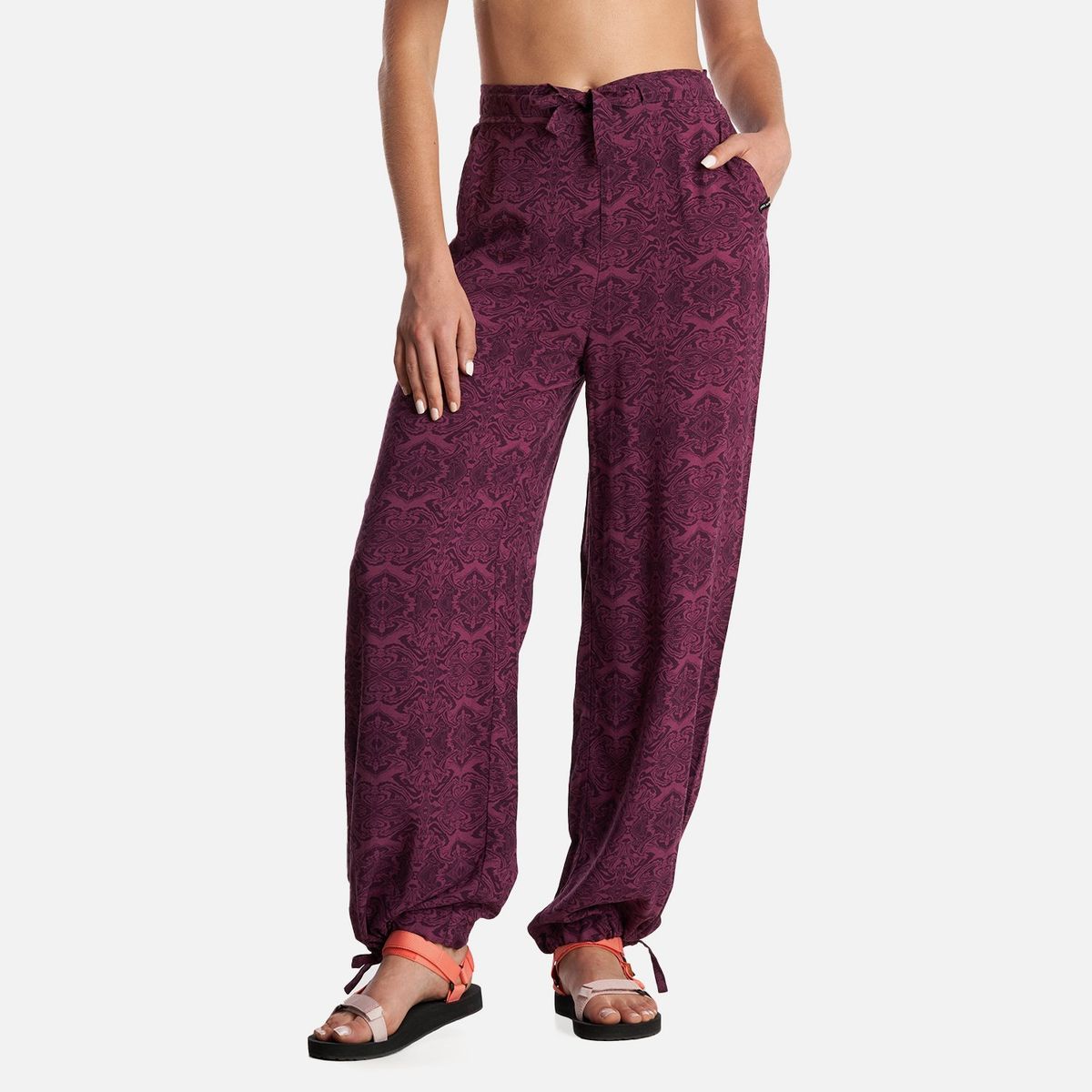 HAKA HONU - Pantalon Mujer Jipon Print Burdeo Haka Honu