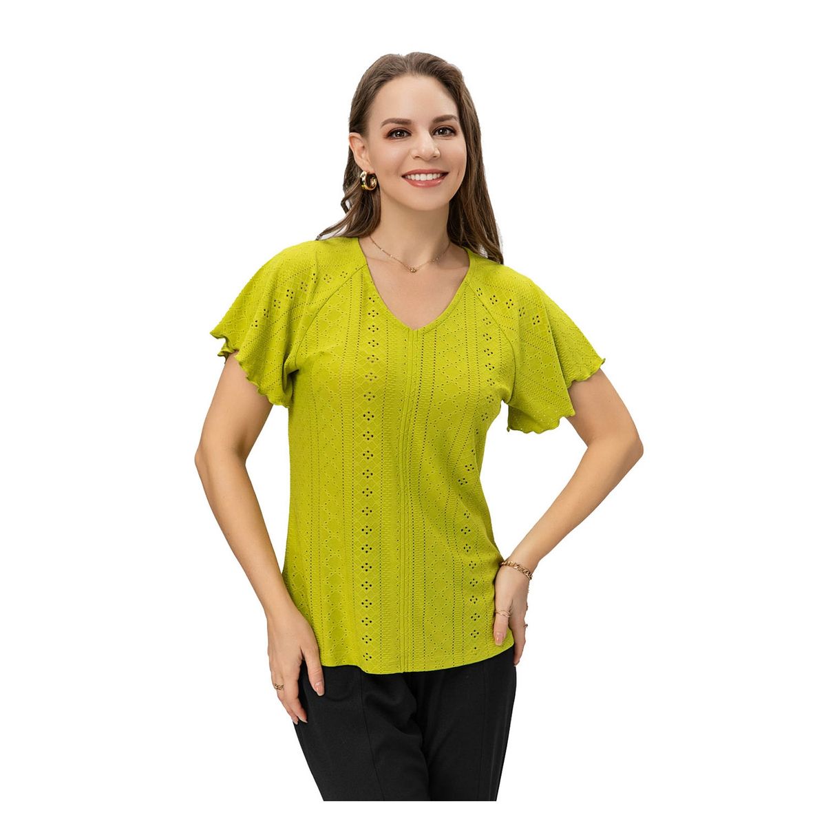 FASHION'S PARK - Polera Mujer Corte Delantero Flare Verde Claro Fashion's Park