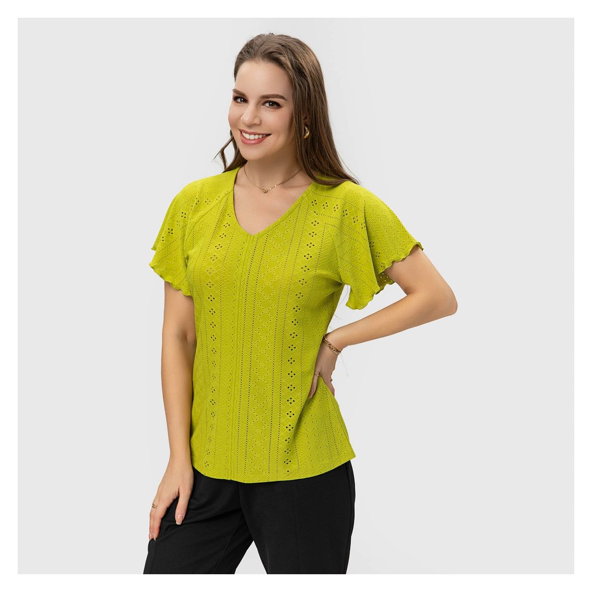 FASHION'S PARK - Polera Mujer Corte Delantero Flare Verde Claro Fashion's Park