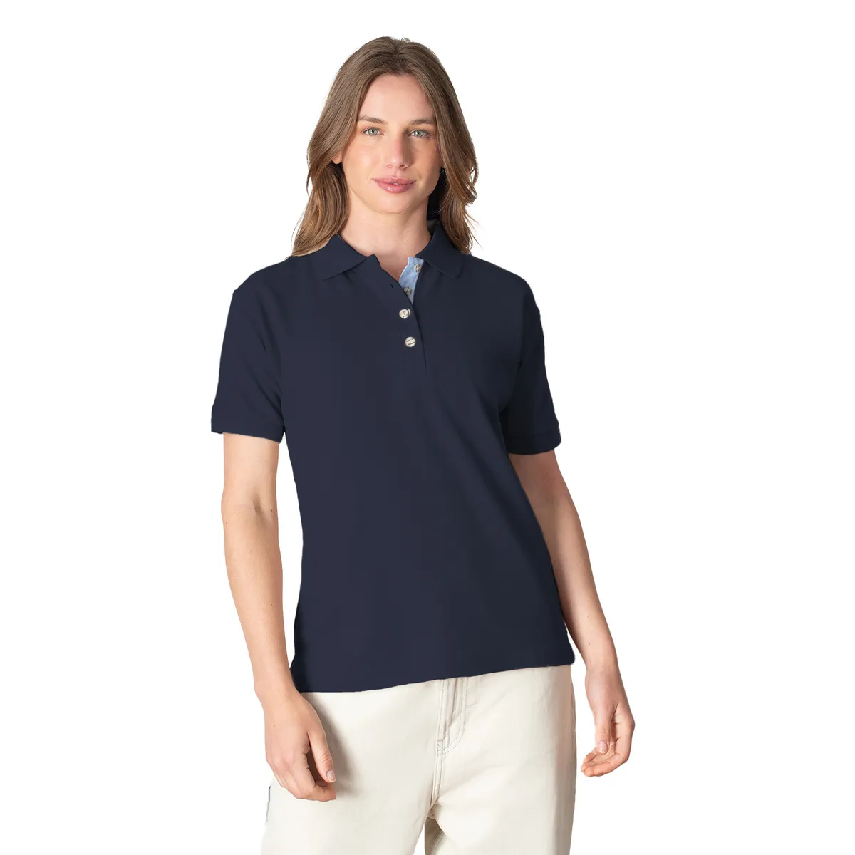 INDUSBORD - Polera Piqué Sail Colletion Premium Detalle en Botonera Mujer