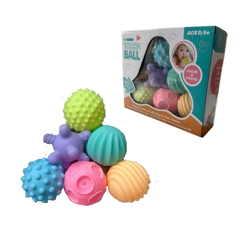 KIVARA - Pelotas Sensoriales Bebe Texturizadas Desarrollo 6 Unidades