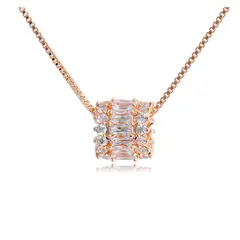 VANE COLLECTION - Collar para mujer cadena fina baño oro rosado colgante rueda circones baguette