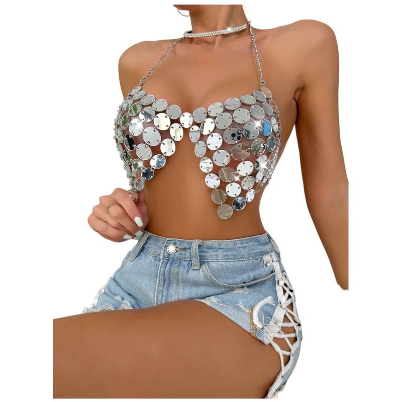 GARSIL - Crop Top Con Lentejuelas - Peto - Sosten De Fiesta Para Mujer