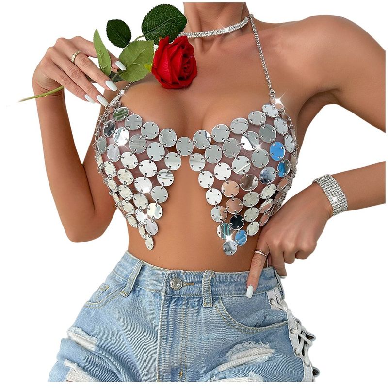GARSIL - Crop Top Con Lentejuelas - Peto - Sosten De Fiesta Para Mujer